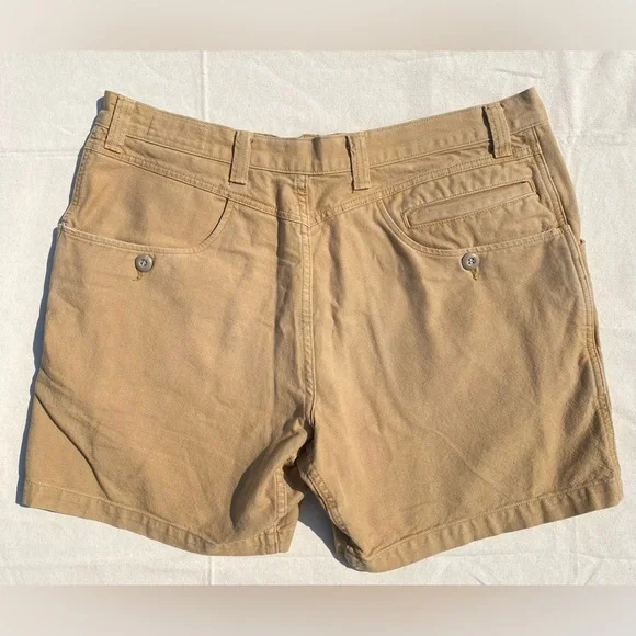Imogene + Willie Denim Light Brown Khaki Men's Flat Front Shorts Waist 35 - Picture 2 of 7